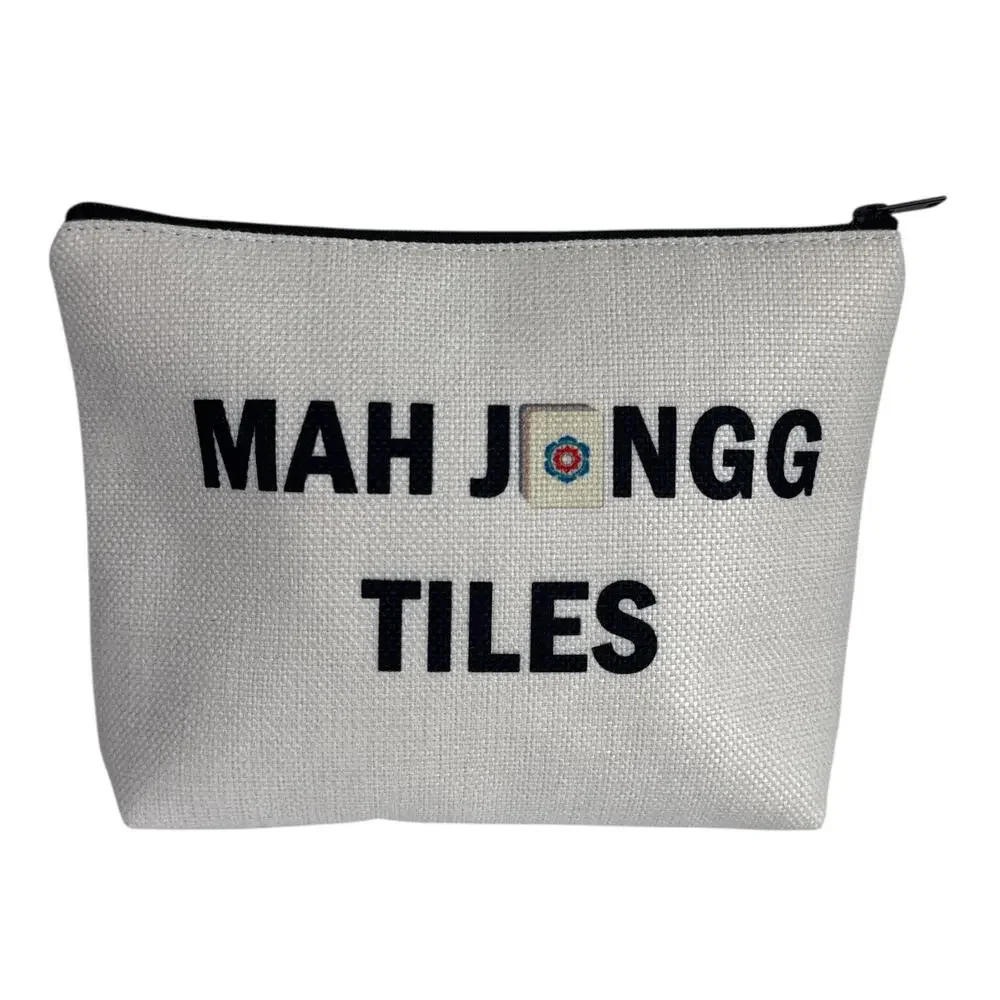 Mah Jongg Tiles Canvas Zipper Pouch Cosmetic Bag Mahjong Gift 9.5x7 NEW